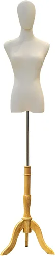 Miniatura 7 de Cuerpo de maniquí femenino con soporte de trípode de madera, altura ajustable de 47.2 a 82.6 pulgadas, forma de vestido de torso de costura