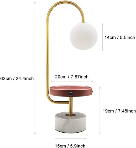 Miniatura 7 de Hsyile KU300239 Lámpara de mesa creativa contemporánea y moderna con puertos de carga USB, adecuada para sala de estar, estudio, oficina