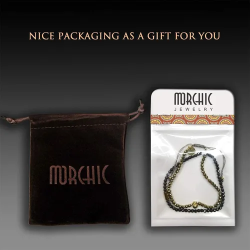 Miniatura 6 de Morchic Juego de 2 pulseras elásticas ajustables con cuentas de hematita brillante para mujer, gema energética semipreciosa, regalo de cumpleaños