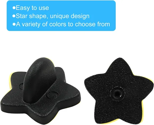 Miniatura 3 de 100 pines de goma con forma de estrella negra, 0.551 x 0.551 x 0.315 in en forma de estrella para producción de bricolaje (negro)