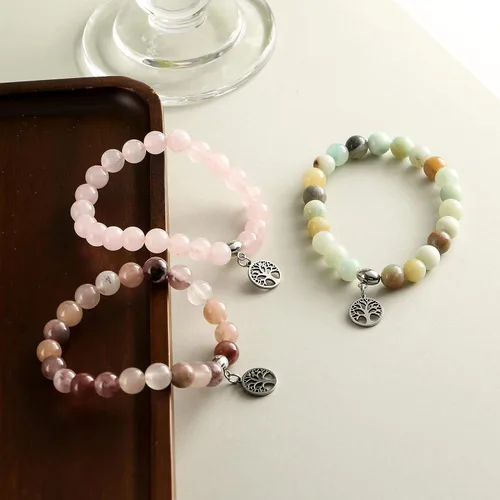 Miniatura 4 de Hevont Regalos de árbol de la vida para mujeres, pulseras de relajación curativas de piedra natural de 0.315 pulgadas (0.315 in), piedras de cristal