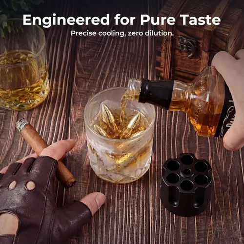 Miniatura 5 de EooCoo Regalos para el día del padre, juego de regalo de piedras de whisky con 6 piedras y caja, cubos de hielo reutilizables para bebidas