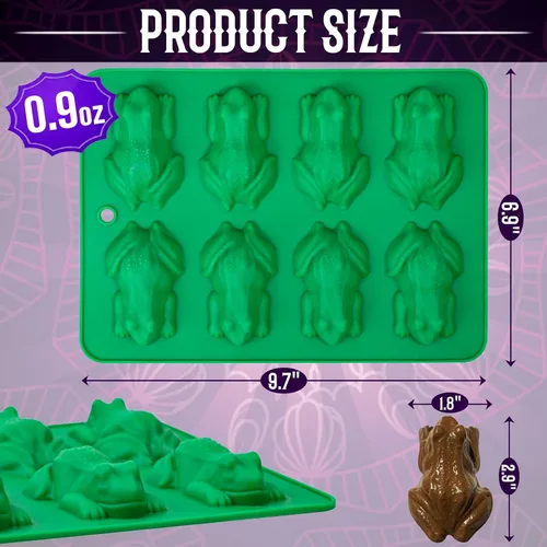 Miniatura 2 de Webake Molde de caramelo de rana de chocolate, paquete de 2 moldes de silicona para gelatina de rana de Pascua, bombas de grasa keto, crayones