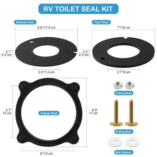 Miniatura 6 de 385311462 & 385310063 Kit de sellado de brida de inodoro para RV, compatible con sellador/VacuFlush, 385316140,385311462 RV Flush Seal y 385310063