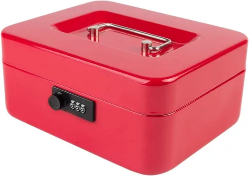 Miniatura 21 de KYODOLED Caja de dinero grande con cerradura de combinación, caja de dinero de metal segura con bandeja para dinero para caja de seguridad de 9.84 x