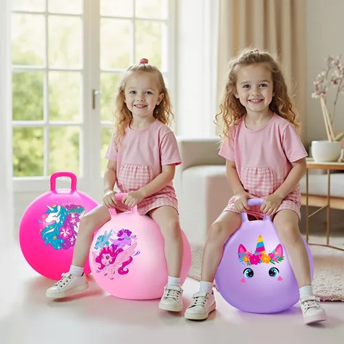 Miniatura 6 de ZOOJOY 6 pelotas saltarinas para niños de 3 a 8 años, pelota hinchable de 18 pulgadas de dinosaurio y unicornio con asas, juguetes saltarines