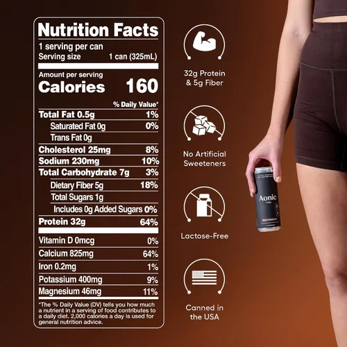 Miniatura 2 de Aonic Fuel - Batido de proteínas, chocolate rico, sin lactosa, 11 onzas líquidas (paquete de 12) 1.13 oz de proteína, 0.18 oz de fibra, sin