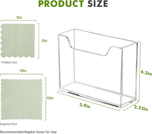 Miniatura 2 de Kordory Servilletero de Servilletas de Cóctel Acrílico para Mesa, para Servilletas de 5 x 5 Pulgadas, Soporte Moderno Vertical de Servilletas