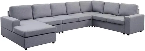 Miniatura 4 de Lilola Home Hayden - Sofá modular modular con diván reversible en lino gris oscuro