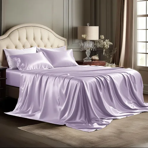 Miniatura 25 de Bedsure - Sábanas de satén tamaño matrimonial, sedosas, suaves, resistentes a la decoloración y a las arrugas, beneficiosas para el cabello