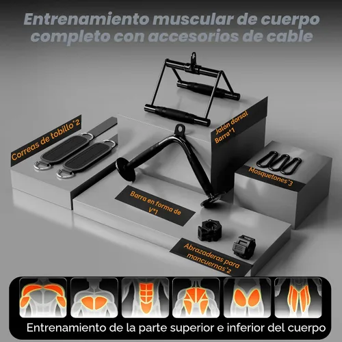 Miniatura 9 de Máquina de Smith Mikolo, banco de sentadillas de 2200lbs con sistema de tracción LAT y máquina de cruce de cables, equipo de entrenamiento con Rojo
