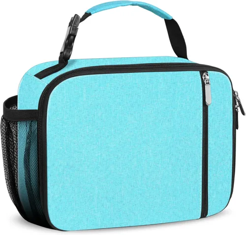 esouler Lonchera térmica para niños y niñas, lonchera duradera para niños y niñas, con soporte para botella de agua, color azul claro