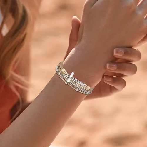 Miniatura 3 de Fesciory Pulsera de leopardo para mujer, pulsera de cuero bohemio multicapa con perlas de cristal