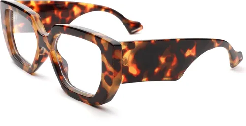 Miniatura 11 de Hycredi Gafas de luz azul de marco grueso para mujeres y hombres, anteojos cuadrados de gran tamaño para juegos de computadora con lente transparente