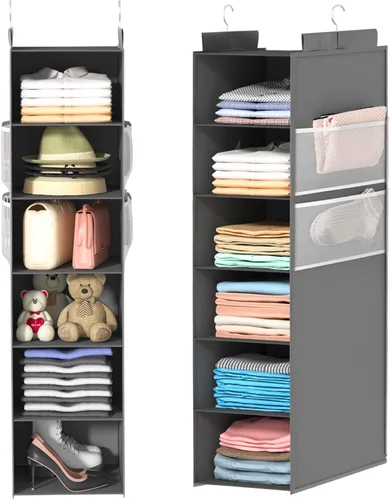 Miniatura 9 de ALLTIDYUP Organizador de armario colgante extra profundo y almacenamiento, organizador colgante de armario de 5 niveles con 4 bolsillos de malla