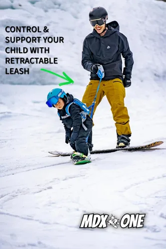 Miniatura 3 de MDXONE Entrenador de arnés de esquí y snowboard para niños, correa retráctil, amortiguadores elásticos y asiento extraíble