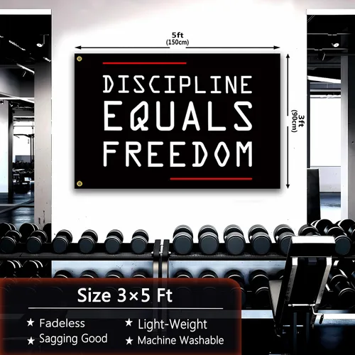 Miniatura 2 de Bandera de disciplina igual a la libertad de 3 x 5 pies, banderas motivacionales para el hogar, gimnasio, pared, fitness, banderas inspiradoras