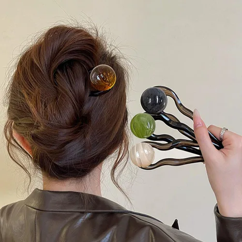 Miniatura 2 de Pinzas para el pelo francés en forma de U, horquillas de pelo francés de perlas para mujer, elegantes pasadores franceses, pasadores de acetato