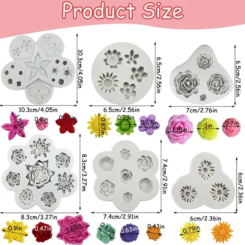 Miniatura 5 de 6 moldes de flores de silicona para chocolate, molde de margarita y fondant, molde de caramelo de rosa, molde de resina de arcilla de polímero