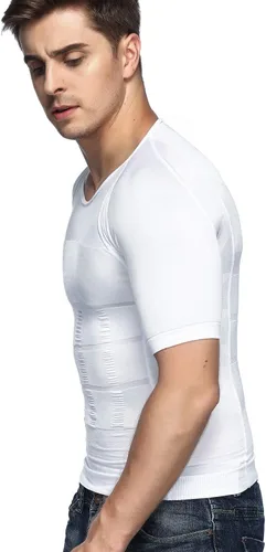 Miniatura 3 de Odoland Camisa de compresión para hombre, manga corta, moldeador de cuerpo, camiseta adelgazante, camiseta sin mangas, chaleco de barriga