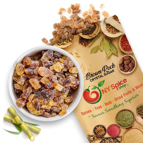 NY SPICE SHOP Brown Crystals Sugar - Cristal de caramelo de roca - Azúcar de caña entera pura - Azúcar de roca cristalizada - Dulces y deliciosos -