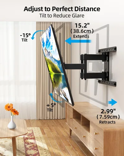 Miniatura 2 de HOME VISION Soporte de pared para TV de 26 a 70 pulgadas de hasta 132 libras, movimiento completo tiene giro suave, inclinación y extensión