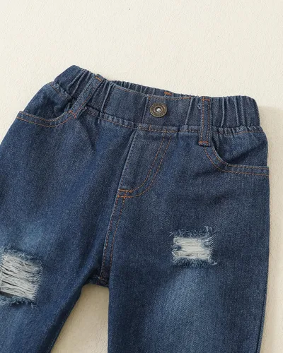 Miniatura 6 de XUANHAO Ropa de bebé para niño pequeño, trajes de 12, 18, 24 meses, 2T, 3T, 4T, jeans, pantalones de mezclilla para niños, conjunto de 12M-5T