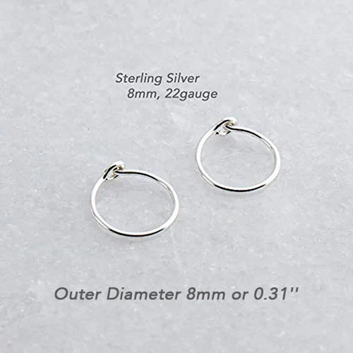Miniatura 3 de Aretes de plata de ley abiertos para cartílago, tragus, delgados, calibre 22