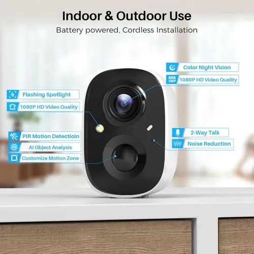 Miniatura 8 de Cámaras de Seguridad Inalámbricas para Exteriores e Interiores, Cámara WiFi de 2K Alimentada por Batería para Seguridad del Hogar, Detección
