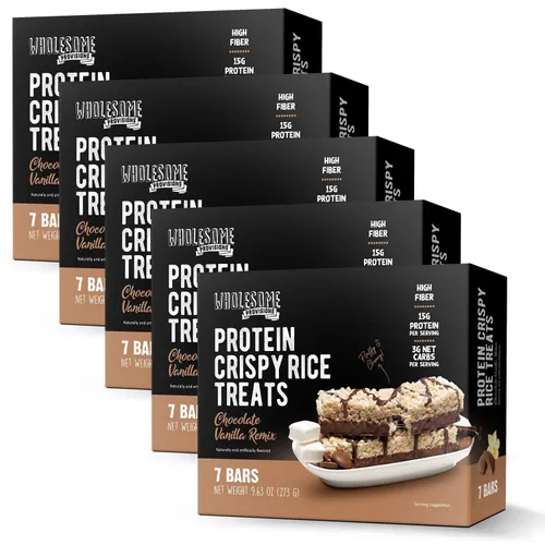 Miniatura 23 de Barritas de Arroz Crujiente de Proteína, 15g de Proteína, 3g-7g de Carbohidratos Netos, Bajo en Carbohidratos, Esponjoso, Suave, Gomoso, Sin Gluten