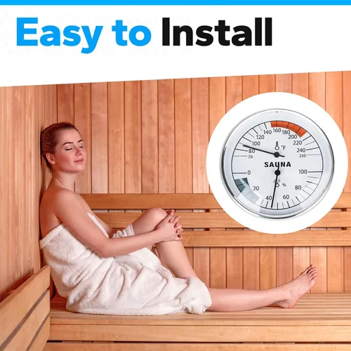 Miniatura 6 de Termómetro de sauna 2 en 1 Fahrenheit, medidor de temperatura de sauna colgante para salas de sauna, accesorios de sauna de vapor infrarrojos, rango