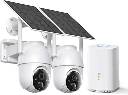 SEHMUA Cámaras de seguridad solares inalámbricas para exteriores con almacenamiento local integrado, no requiere suscripción, visión nocturna a