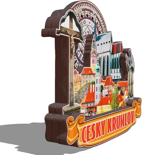 Miniatura 2 de Cesky Krumlov Europe - Imanes de madera 3D para nevera de viaje, decoraciones coleccionables de recuerdos, manualidades hechas a mano