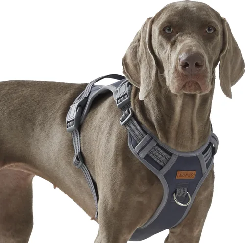 Miniatura 28 de Arnés para perro sin tirones para perros medianos, chaleco reflectante ajustable con asa, para entrenamiento, senderismo, caminar, chaleco gris a