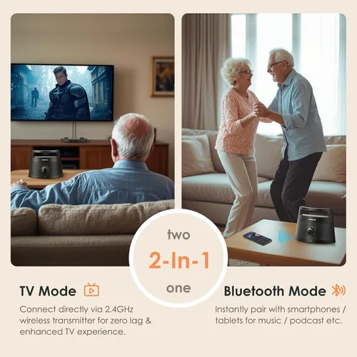 Miniatura 6 de SIMOLIO Altavoces inalámbricos 621D Plus para TV para personas mayores, altavoces de TV Bluetooth para personas con problemas auditivos, ancianos, 3