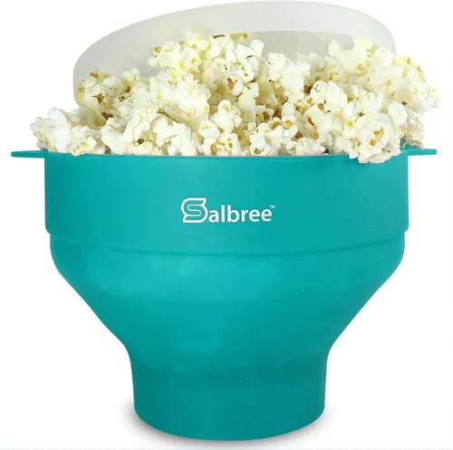 Miniatura 19 de La máquina original Salbree para palomitas de maíz plegable de silicona para microondas, cuenco microondas con capacidad para 16 tazas, utiliza aire
