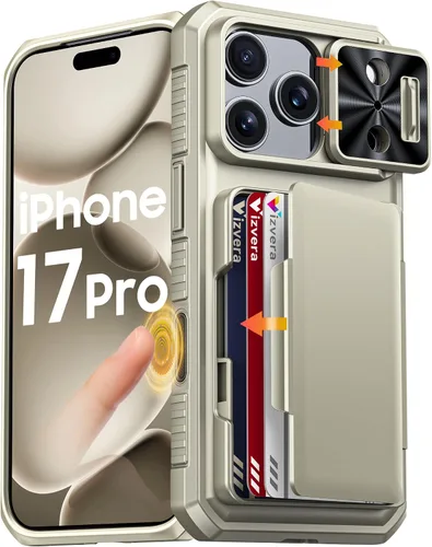 Miniatura 17 de Vizvera para iPhone 16 Pro Max Funda tipo cartera RFID [Soporte para tarjetas][Control de cámara][Cubierta de cámara] Funda protectora de silicona