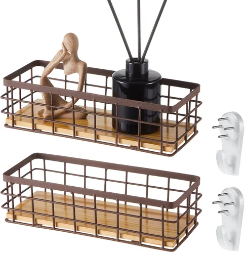 Miniatura 11 de Funrous 2 Piezas Cesta de Alambre Pequeña de Metal para Colgar en la Pared Cesta de Alambre para Colgar Organizador de Almacenamiento Pequeño