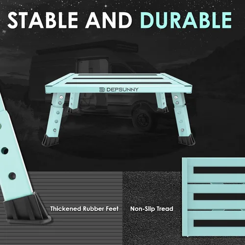 Miniatura 3 de Escalón de RV de Aluminio de Altura Ajustable, Escalón de Plataforma Plegable Estable, Soporta Hasta 1,000 libras, Pies de Goma Antideslizantes