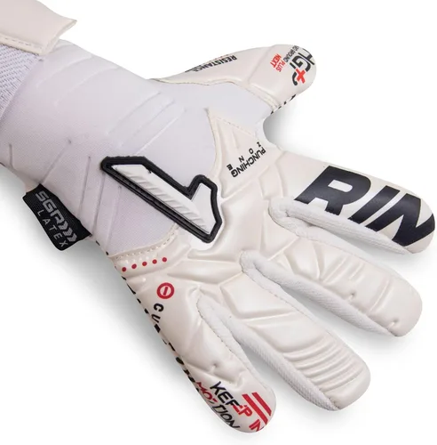 Miniatura 4 de Rinat Kratos-Prime Guantes de portero – Látex XP súper suave Corte negativo Absorción de impactos Correa ajustable Pulsera elástica Blanco