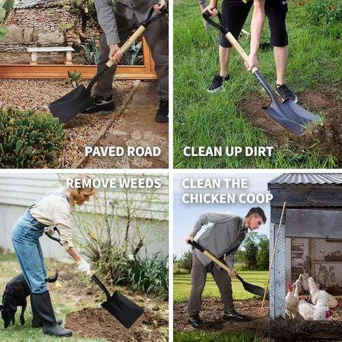 Miniatura 4 de KOLEIYA Pala Plana, Pala de Transferencia con Mango en D y Cabeza Cuadrada de Servicio Pesado para Paisajismo, Jardinería, Construcción, Paleo