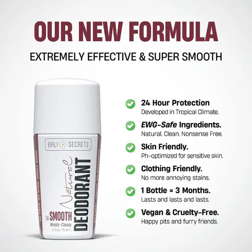 Miniatura 2 de Bali Secrets La nueva fórmula desodorante natural para mujeres y hombres. Sin tonterías. Fórmula limpia para pieles sensibles. Protección contra