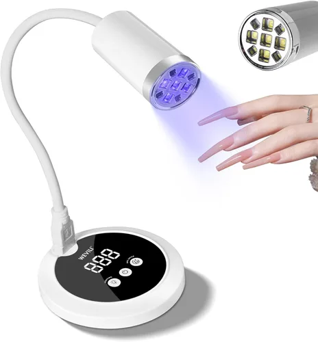 WEVILI Mini lámpara UV para uñas, luz UV de 24 W para uñas de gel, secador de uñas LED recargable con 2 temporizadores, lámpara de gel inalámbrica