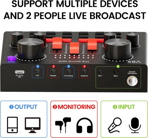 Miniatura 6 de Paquete de equipo de podcast, kit de estudio BM-800 con convertidor de voz para jugadores, y mezclador DJ todo en uno perfecto para vlog de laptop