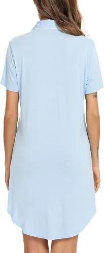 Miniatura 154 de Samring Camisón de pijama para mujer, manga corta/larga, con botones, camisón para dormir, camisón para novio, talla XXL