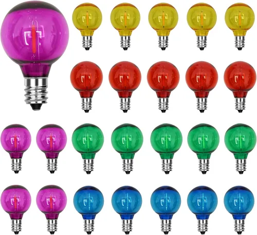 Miniatura 8 de Paquete de 25 bombillas LED esmeriladas G40, bombillas LED de plástico inastillables de 0.6 W, bombillas de globo esmerilado de 1.5 pulgadas