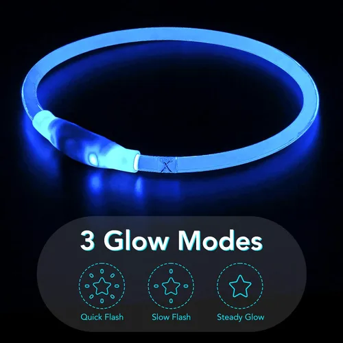 Miniatura 2 de Colaseeme Collar de perro con luz LED, 1 unidad recargable por USB, TPU brillante, luz de seguridad para perros pequeños, medianos y grandes, no Azul