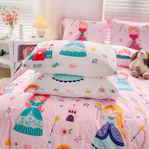 Miniatura 8 de Wajade Juego de edredón de 7 piezas con moño, juego de edredón a cuadros azules para niñas y niños, juego de ropa de cama a cuadros