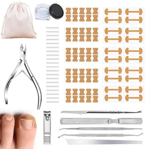 Miniatura 10 de Kit corrector de uñas encarnadas, herramientas de uñas, tiras de corrección transpirables con herramientas de levantamiento de uñas, cortaúñas