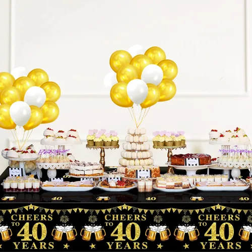 Miniatura 4 de Turypaty Paquete de 3 manteles decorativos de cumpleaños n.° 40 para hombres y mujeres, regalos de felicitación a 40 años, suministros de fiesta